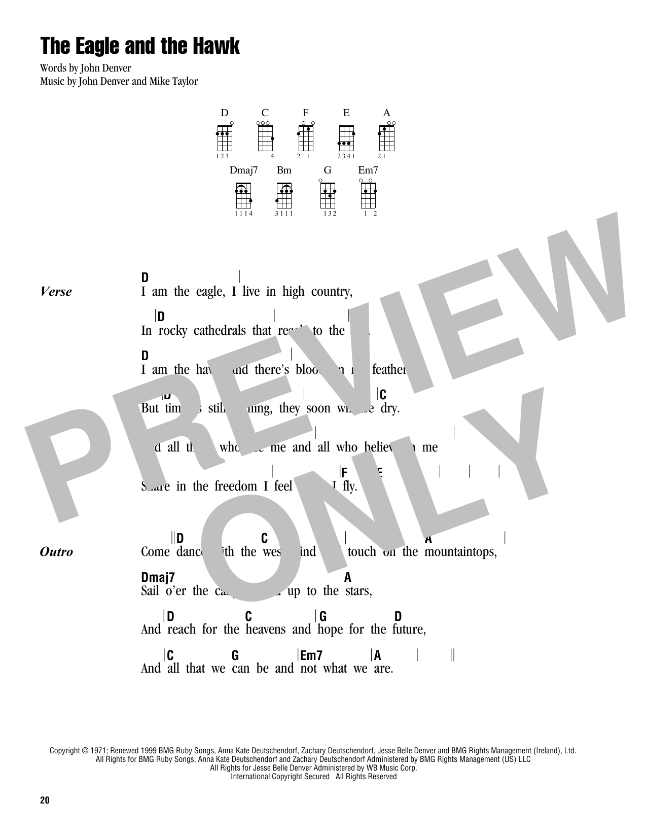 John Denver The Eagle And The Hawk sheet music notes and chords. Download Printable PDF.