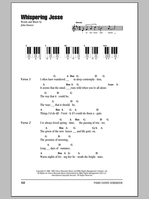 John Denver Whispering Jesse sheet music notes and chords. Download Printable PDF.