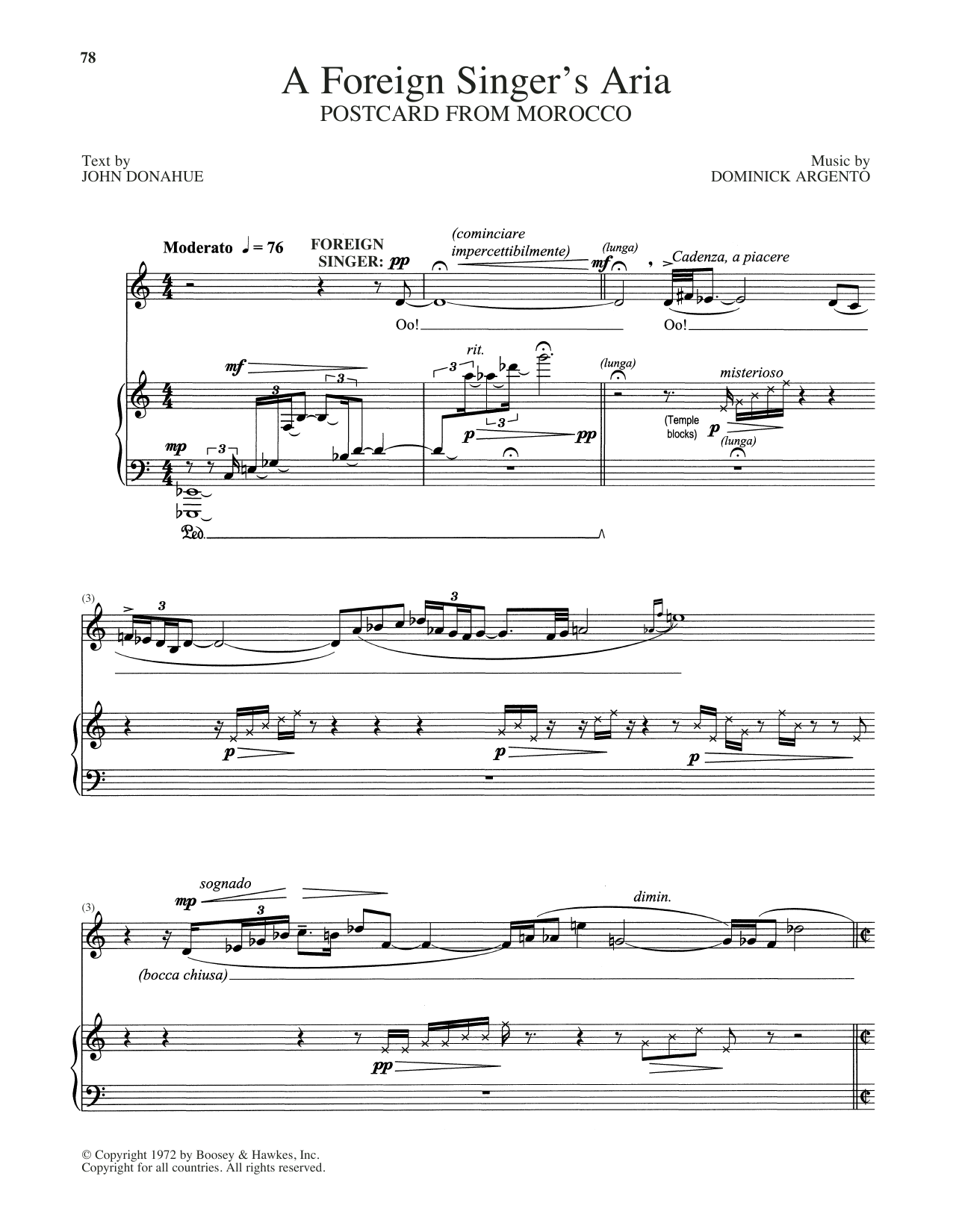 Learn to play John Donahue A Foreign Singer's Aria sheet music for Piano & Vocal in minutes. Price: 7.8900$ John Donahue A Foreign Singer's Aria sheet music notes and chords arranged for Piano & Vocal