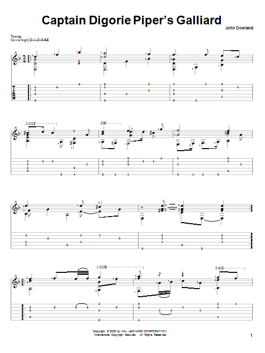 John Dowland Captain Digorie Piper's Galliard sheet music notes and chords. Download Printable PDF.