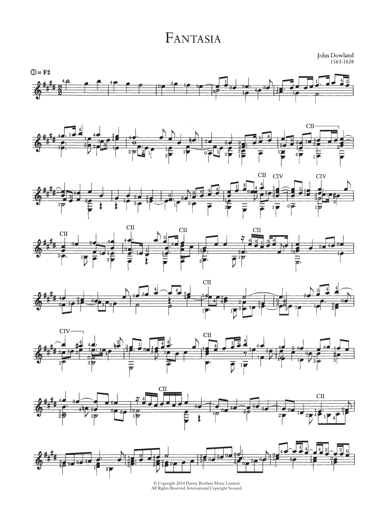 John Dowland Fantasia sheet music notes and chords. Download Printable PDF.