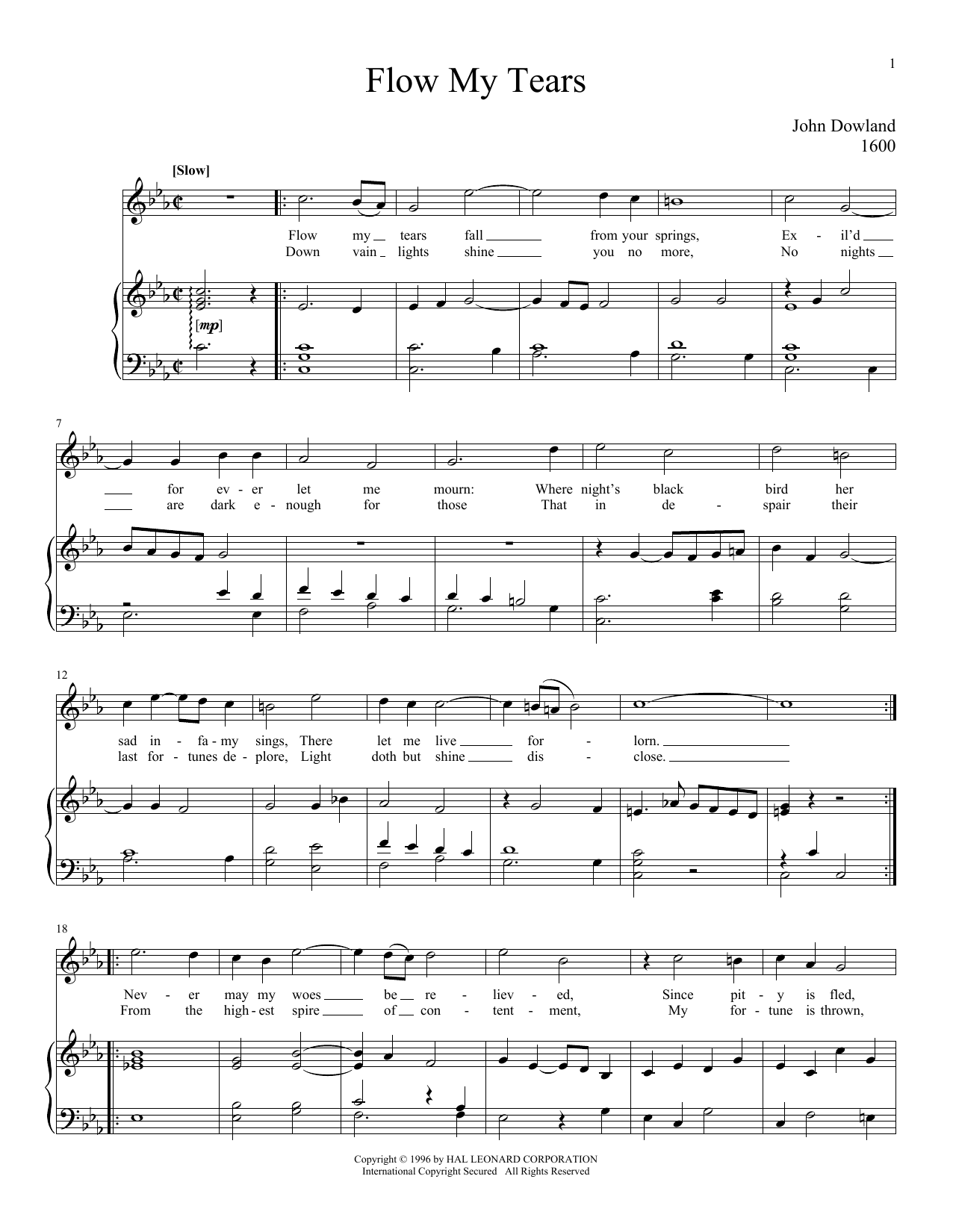 John Dowland Flow My Tears sheet music notes and chords. Download Printable PDF.