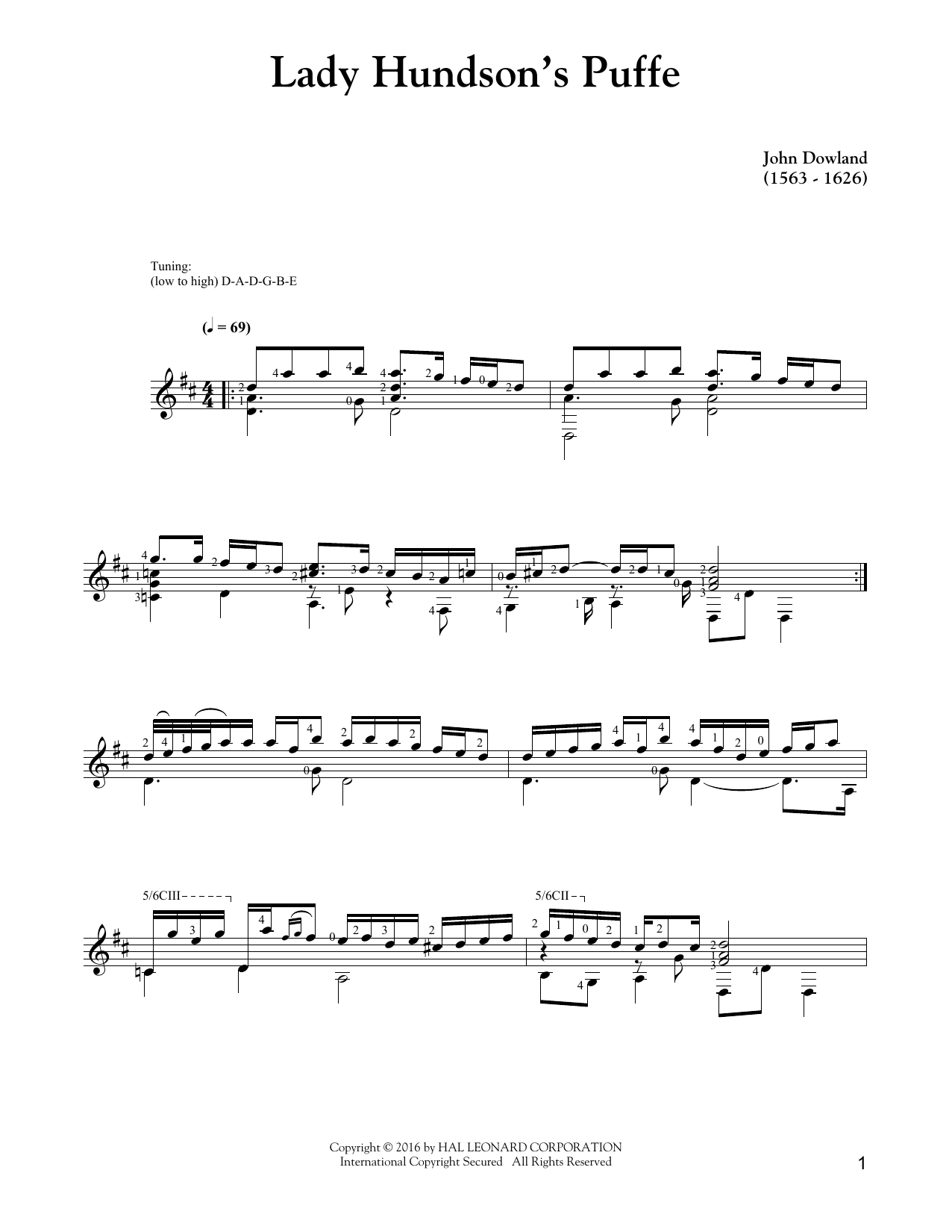 John Dowland Lady Hunsdon's Puffe sheet music notes and chords. Download Printable PDF.