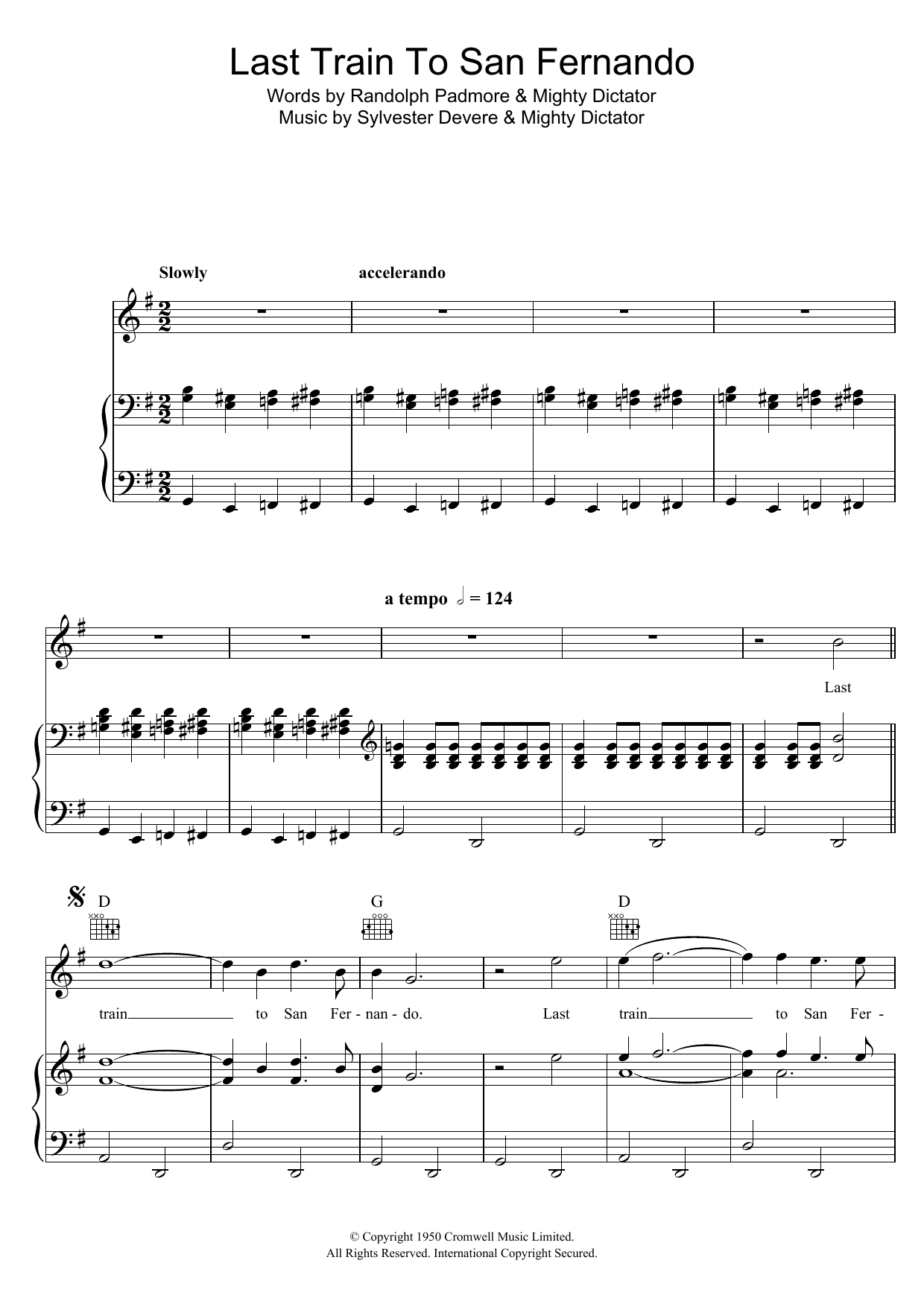 John Duncan Last Train To San Fernando sheet music notes and chords. Download Printable PDF.