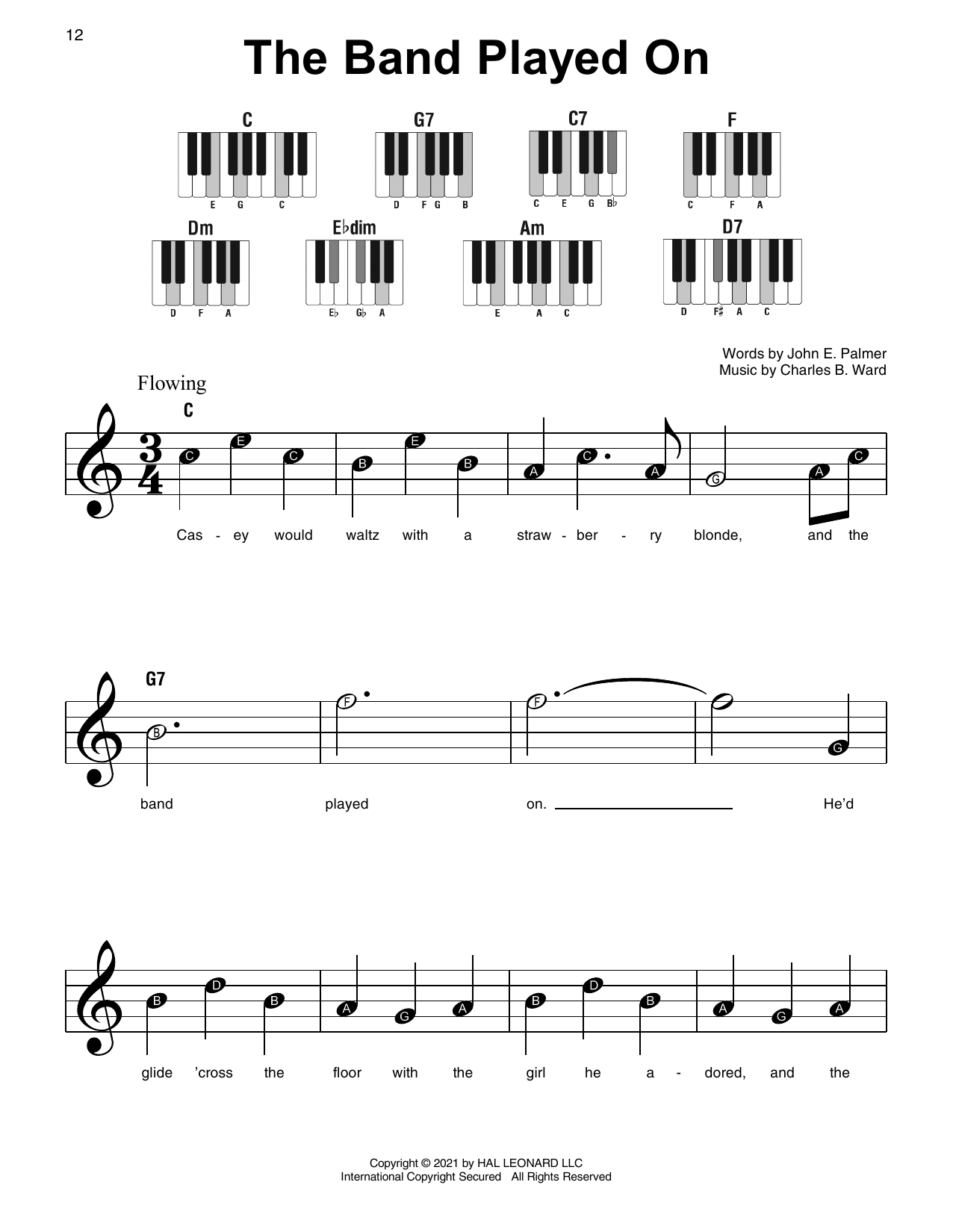 John E. Palmer The Band Played On sheet music notes and chords. Download Printable PDF.