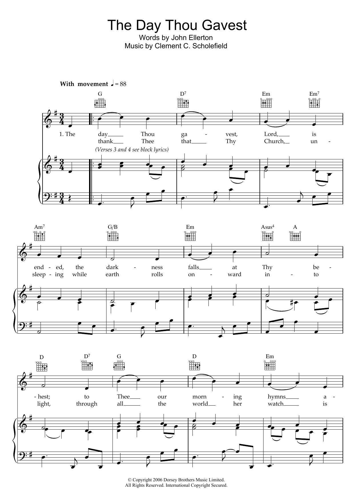Learn to play John Ellerton The Day Thou Gavest sheet music for Piano, Vocal & Guitar Chords in minutes. Price: 7.8900$ John Ellerton The Day Thou Gavest sheet music notes and chords arranged for Piano, Vocal & Guitar Chords