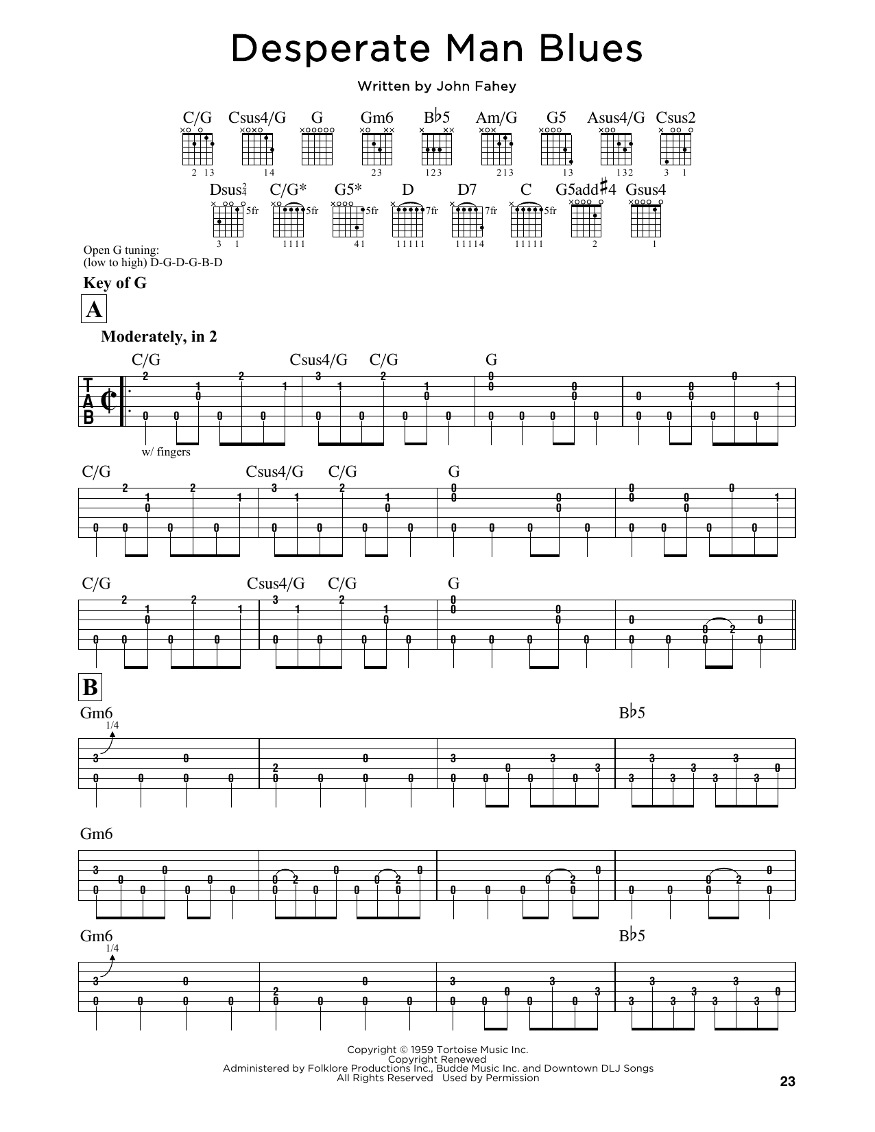 John Fahey Desperate Man Blues sheet music notes and chords. Download Printable PDF.