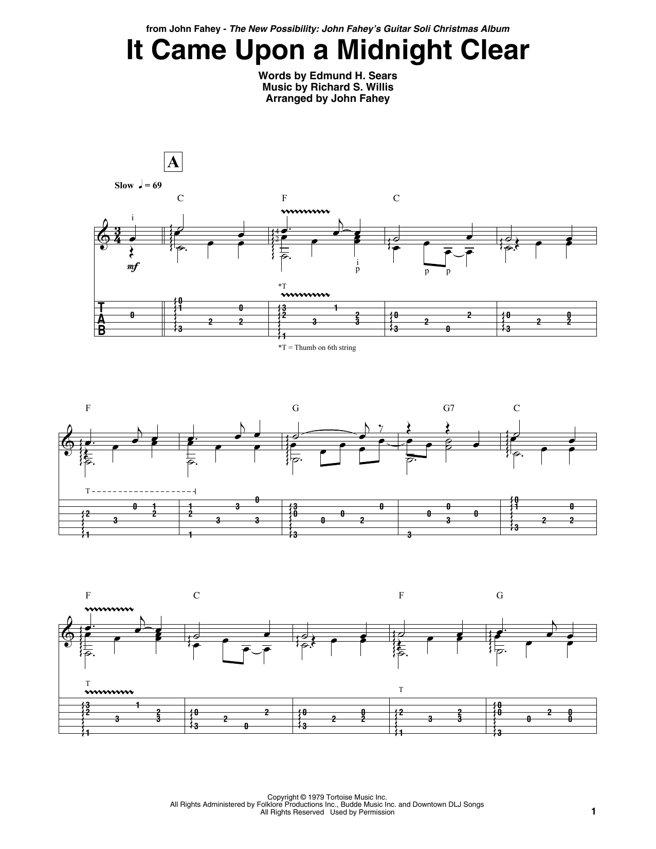 Learn to play John Fahey It Came Upon A Midnight Clear sheet music for Guitar Tab in minutes. Price: 7.8900$ John Fahey It Came Upon A Midnight Clear sheet music notes and chords arranged for Guitar Tab