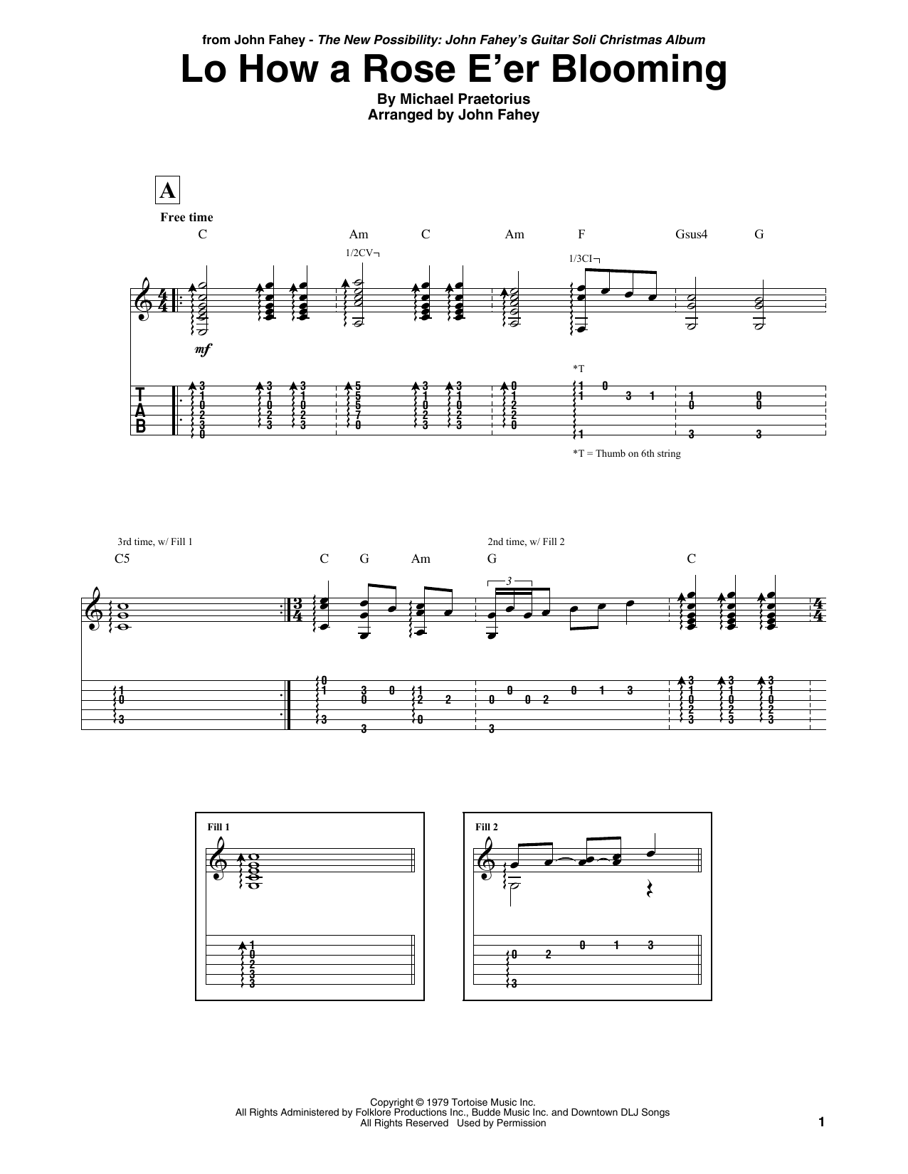 Learn to play John Fahey Lo How A Rose E'er Blooming sheet music for Guitar Tab in minutes. Price: 7.8900$ John Fahey Lo How A Rose E'er Blooming sheet music notes and chords arranged for Guitar Tab