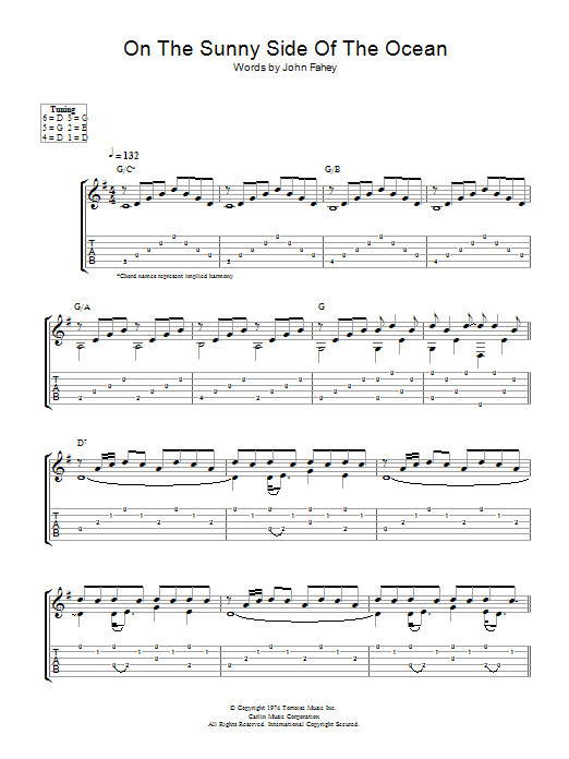 Learn to play John Fahey On The Sunny Side Of The Ocean sheet music for Guitar Tab in minutes. Price: 7.8900$ John Fahey On The Sunny Side Of The Ocean sheet music notes and chords arranged for Guitar Tab