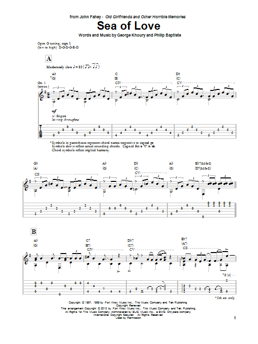 John Fahey Sea Of Love sheet music notes and chords. Download Printable PDF.