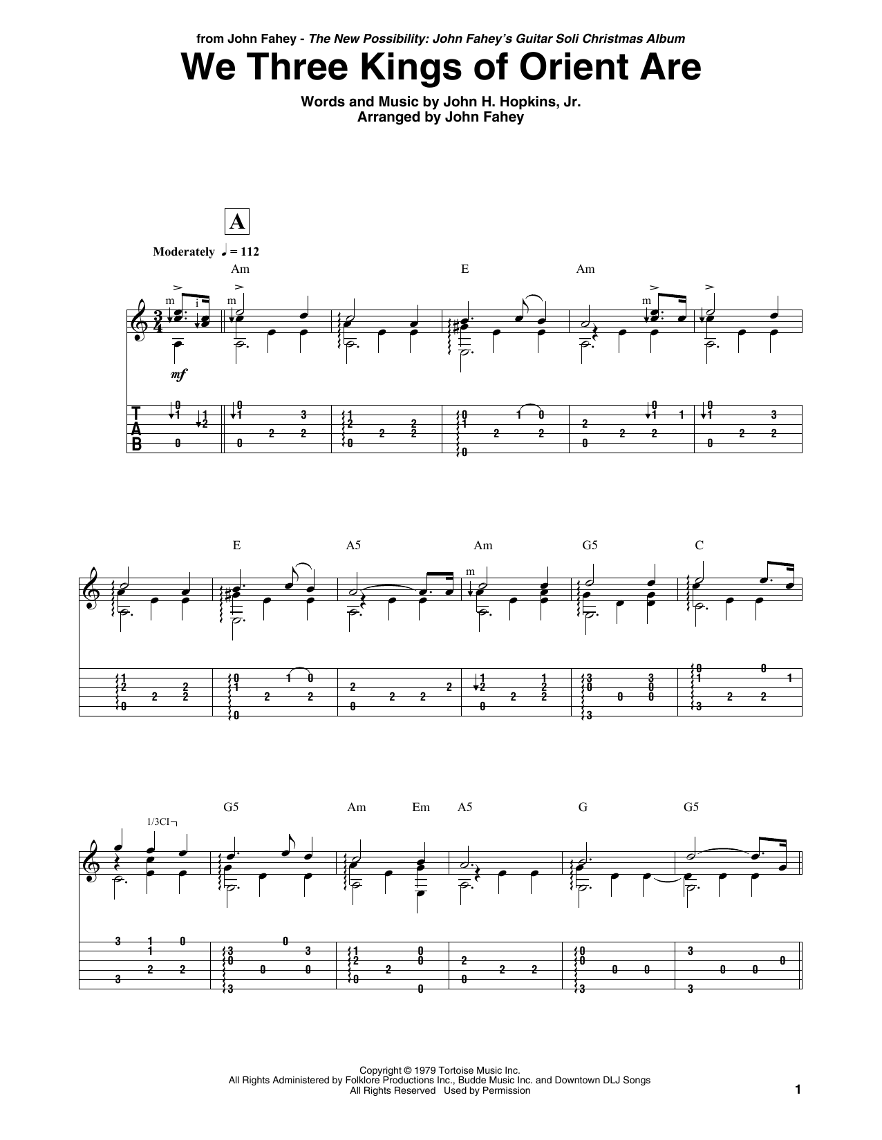 Learn to play John Fahey We Three Kings Of Orient Are sheet music for Guitar Tab in minutes. Price: 7.8900$ John Fahey We Three Kings Of Orient Are sheet music notes and chords arranged for Guitar Tab