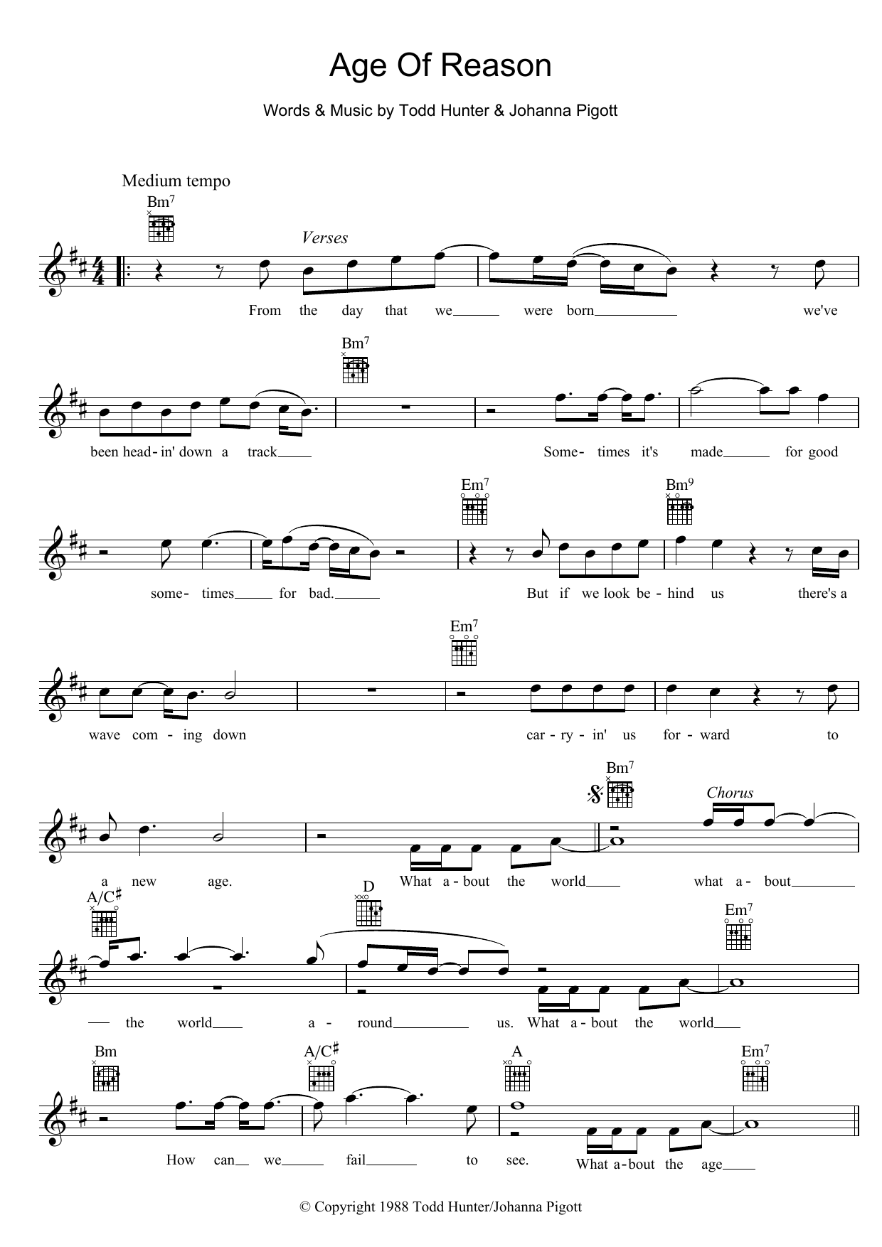 John Farnham Age Of Reason sheet music notes and chords. Download Printable PDF.