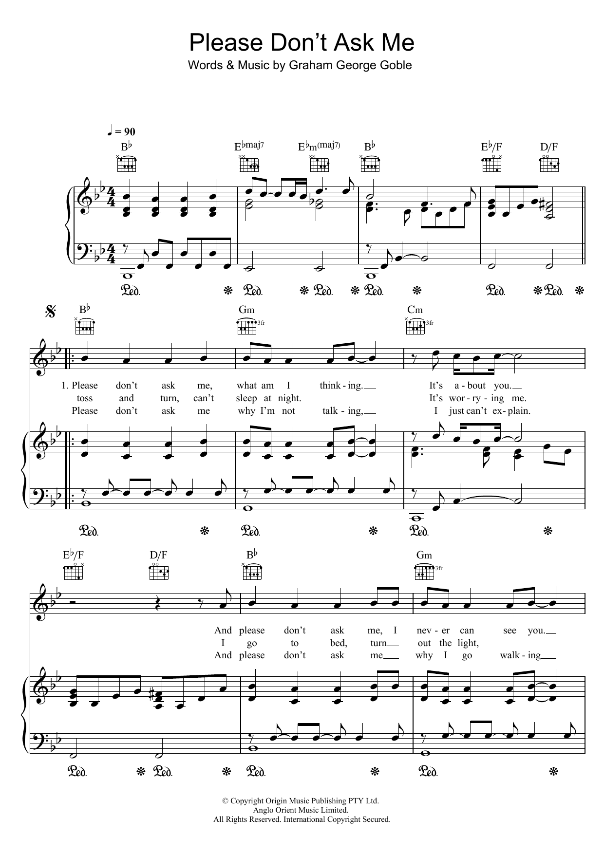 John Farnham Please Don't Ask Me sheet music notes and chords. Download Printable PDF.