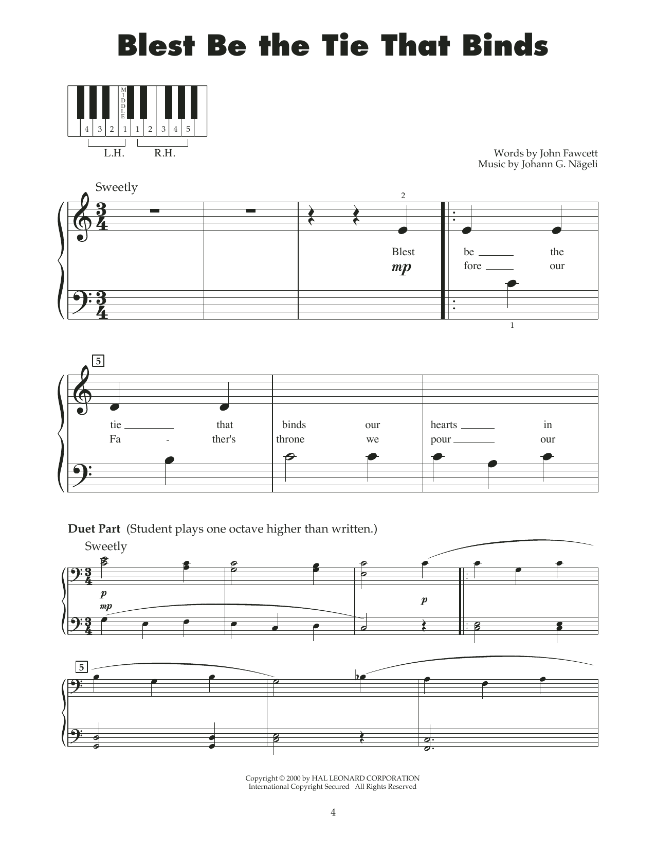 John Fawcett Blest Be The Tie That Binds (arr. Carol Klose) sheet music notes and chords. Download Printable PDF.