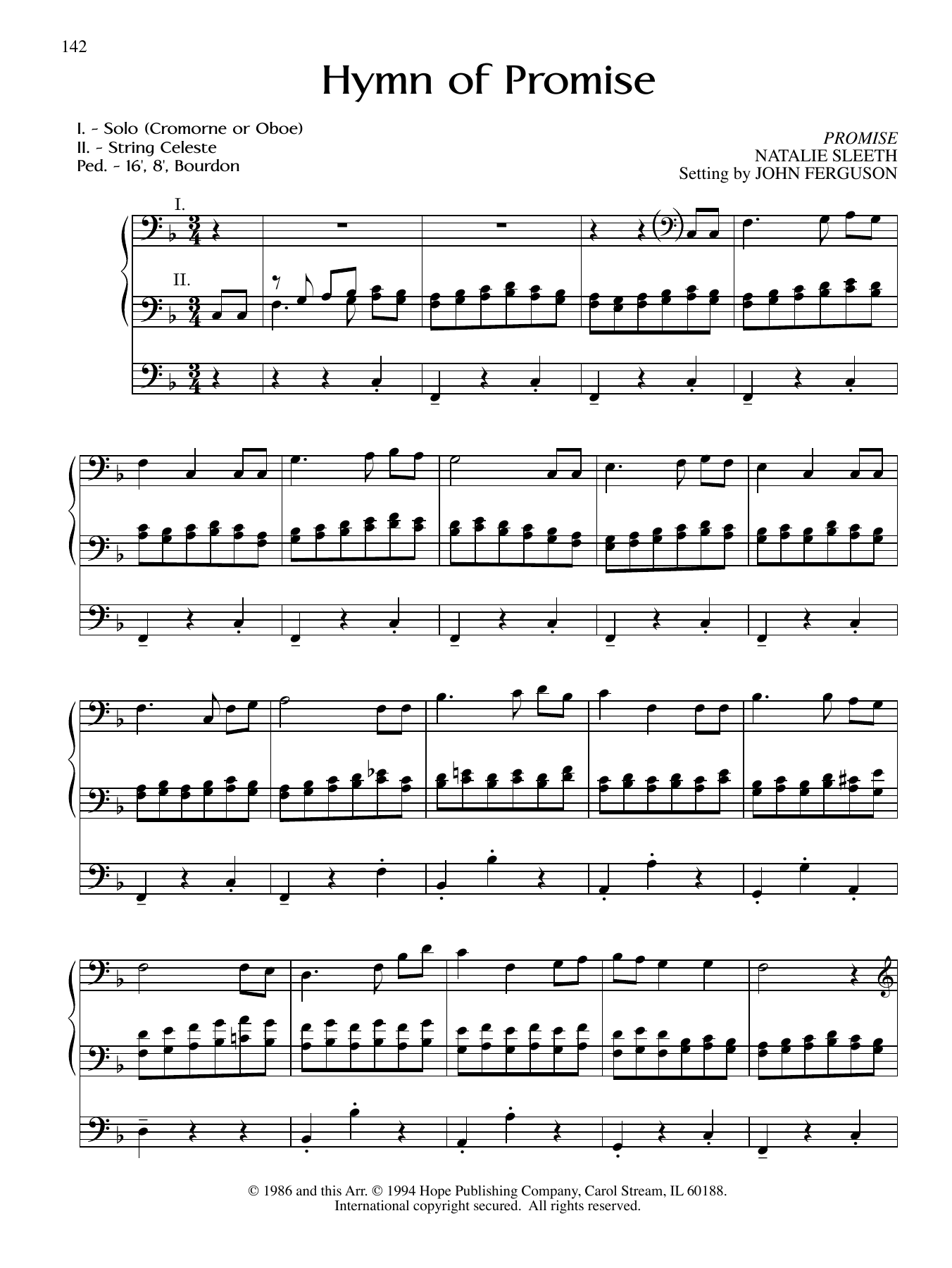 JOHN FERGUSON Hymn of Promise sheet music notes and chords. Download Printable PDF.