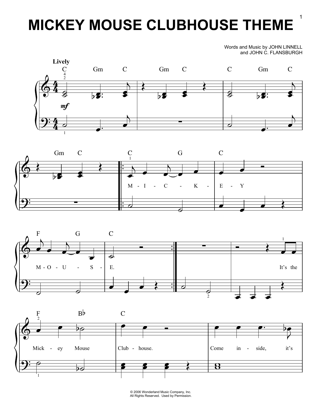 John Flansburgh & John Linnell Mickey Mouse Clubhouse Theme sheet music notes and chords. Download Printable PDF.