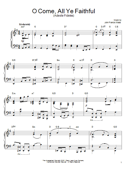 Learn to play John Francis Wade O Come, All Ye Faithful (Adeste Fideles) sheet music for Piano Solo in minutes. Price: 7.8900$ John Francis Wade O Come, All Ye Faithful (Adeste Fideles) sheet music notes and chords arranged for Piano Solo