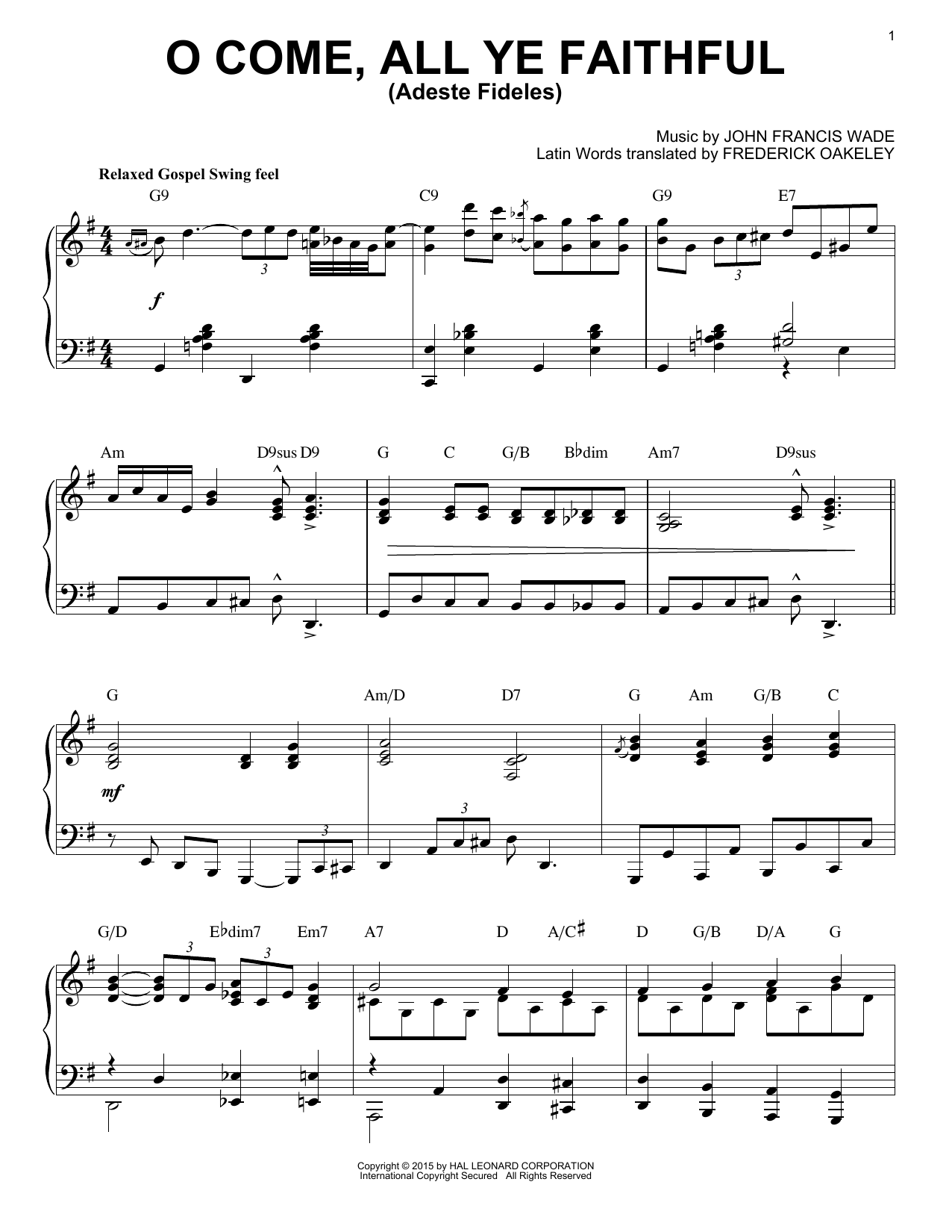 John Francis Wade O Come, All Ye Faithful (Adeste Fideles) [Jazz version] (arr. Brent Edstrom) sheet music notes and chords. Download Printable PDF.