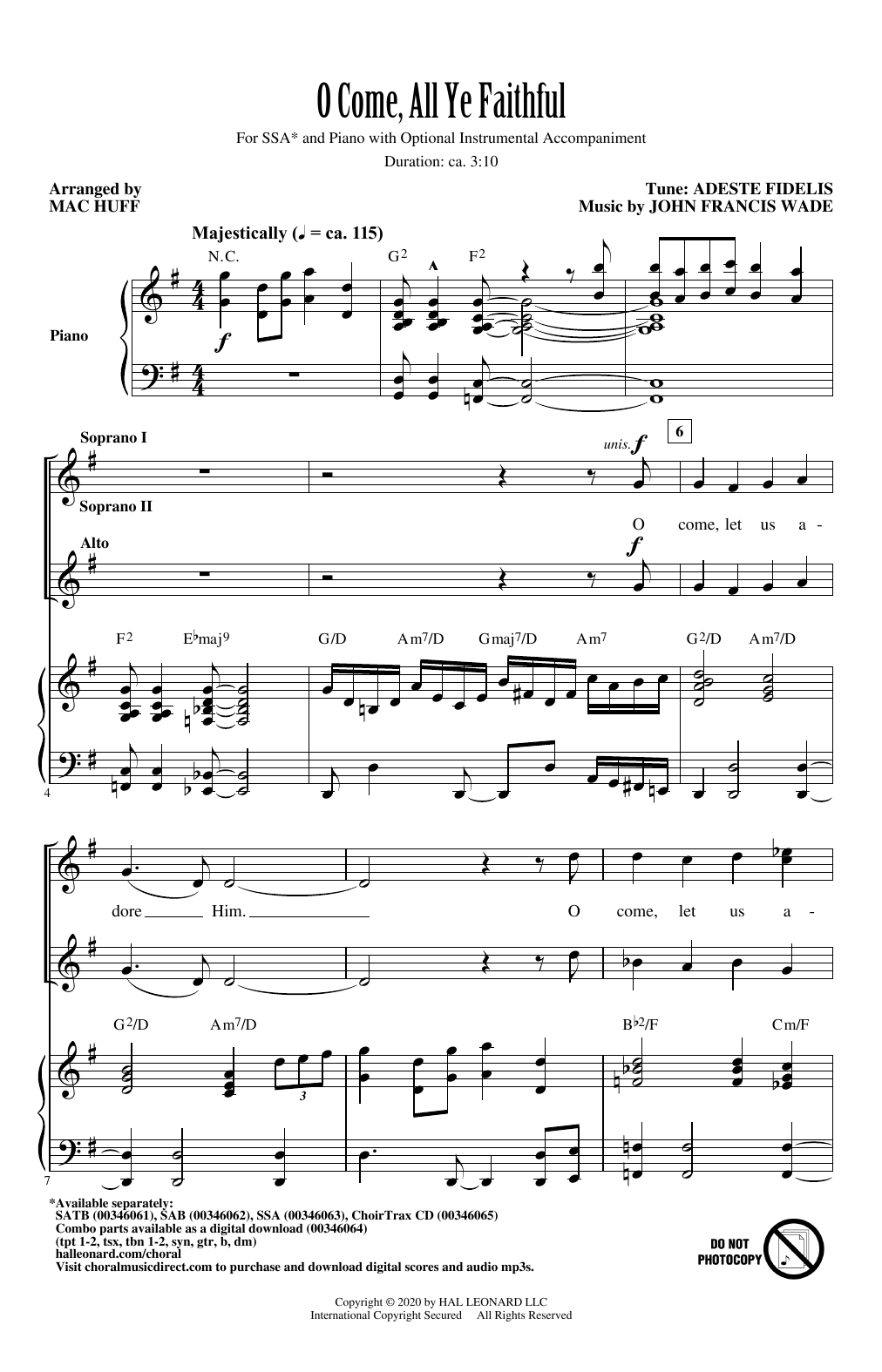 John Francis Wade O Come, All Ye Faithful (arr. Mac Huff) sheet music notes and chords. Download Printable PDF.