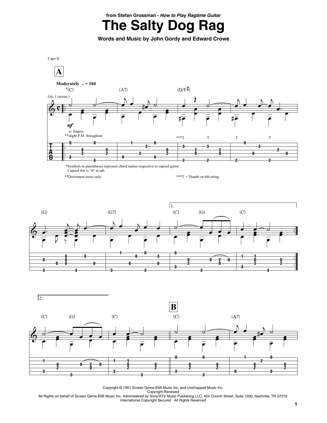 John Gordy The Salty Dog Rag sheet music notes and chords. Download Printable PDF.