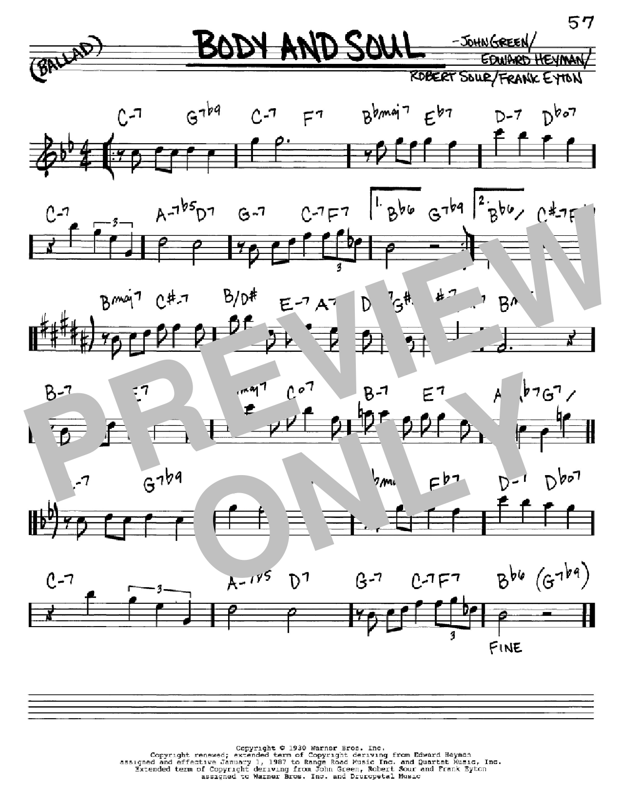 Edward Heyman Body And Soul sheet music notes and chords. Download Printable PDF.