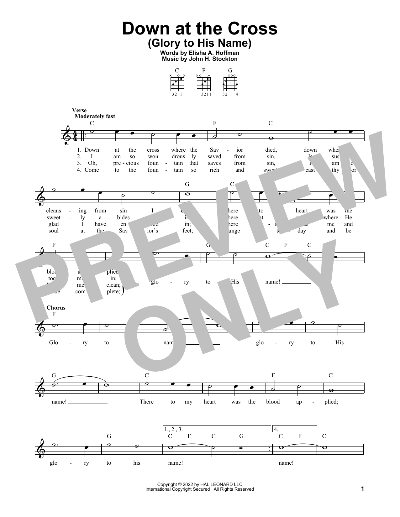 John H. Stockton Down At The Cross (Glory To His Name) sheet music notes and chords. Download Printable PDF.