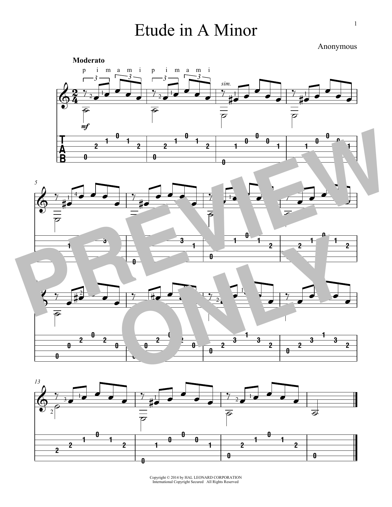 John Hill Etude In A Minor sheet music notes and chords. Download Printable PDF.