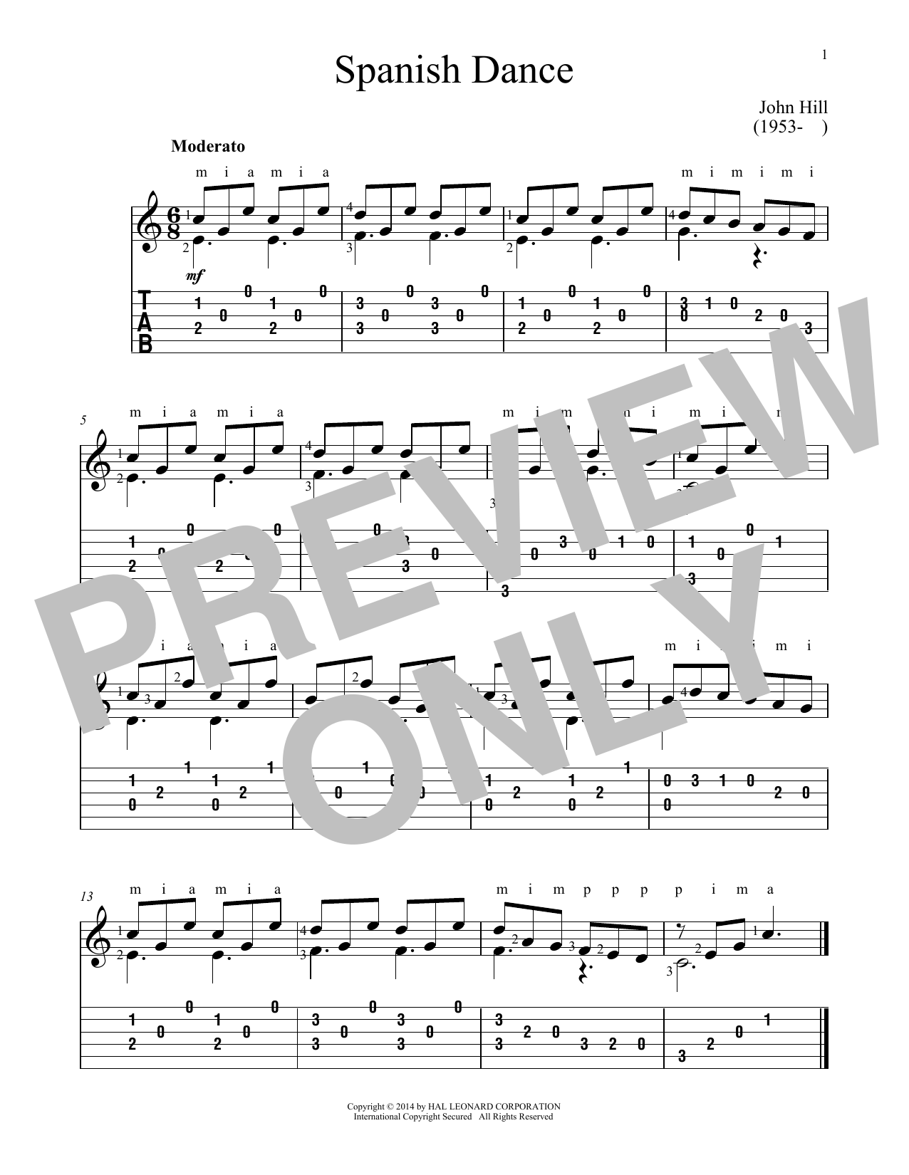 John Hill Spanish Dance sheet music notes and chords. Download Printable PDF.