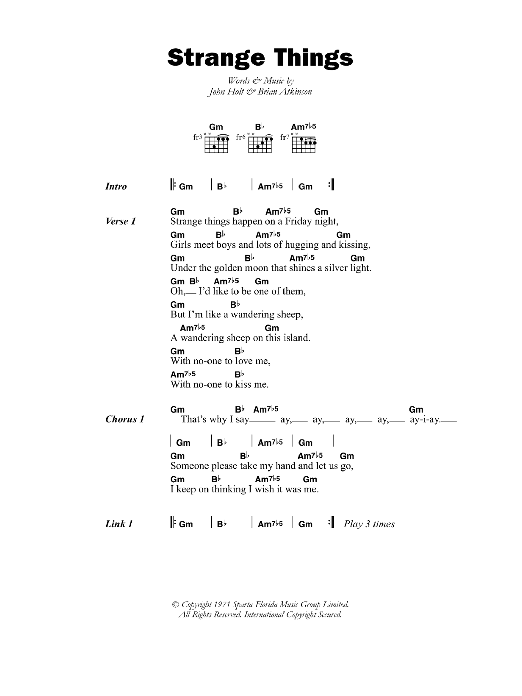 John Holt Strange Things sheet music notes and chords. Download Printable PDF.