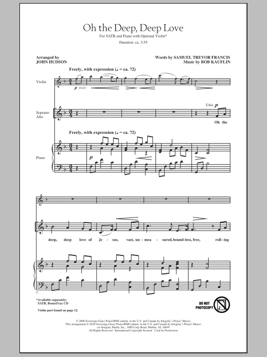 Learn to play John Hudson Oh The Deep, Deep Love sheet music for SATB Choir in minutes. Price: 3.9900$ John Hudson Oh The Deep, Deep Love sheet music notes and chords arranged for SATB Choir