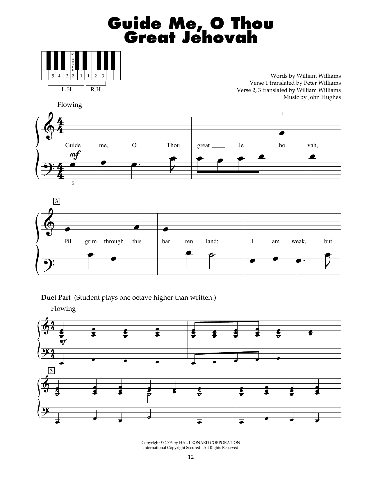 John Hughes Guide Me, O Thou Great Jehovah sheet music notes and chords. Download Printable PDF.