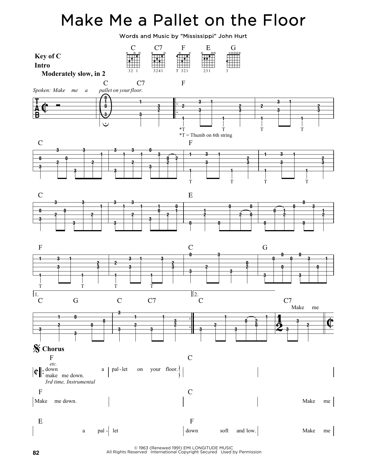 John Hurt Make Me A Pallet On The Floor sheet music notes and chords. Download Printable PDF.