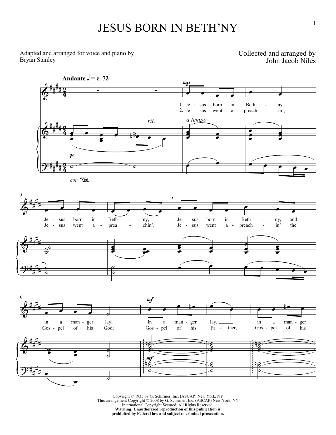 Learn to play John Jacob Niles Jesus Born In Beth'ny sheet music for Piano & Vocal in minutes. Price: 7.8900$ John Jacob Niles Jesus Born In Beth'ny sheet music notes and chords arranged for Piano & Vocal