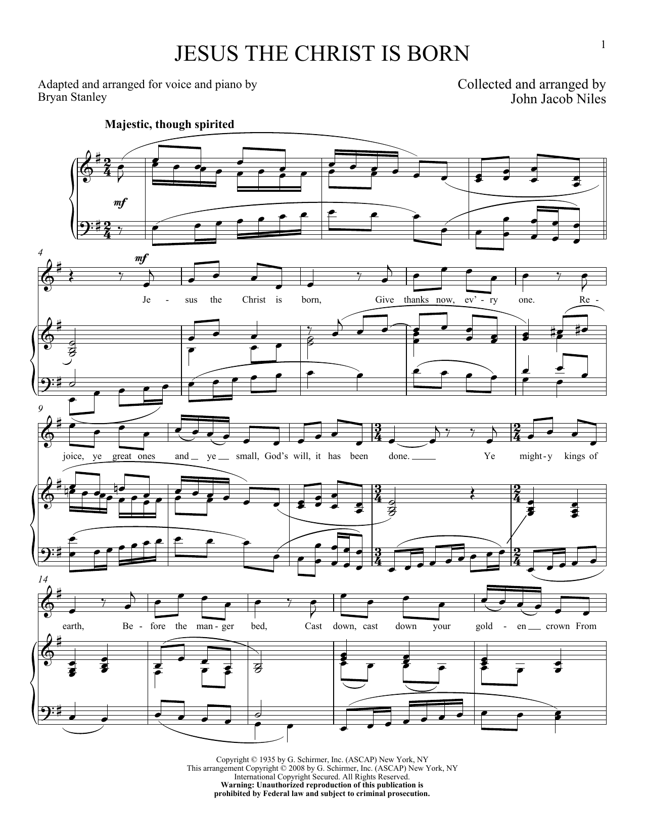 Learn to play John Jacob Niles Jesus, The Christ, Is Born sheet music for Piano & Vocal in minutes. Price: 7.8900$ John Jacob Niles Jesus, The Christ, Is Born sheet music notes and chords arranged for Piano & Vocal
