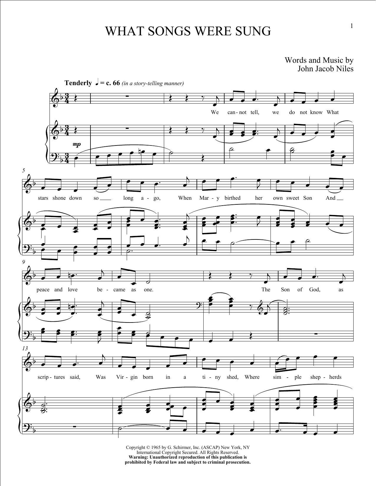 John Jacob Niles What Songs Were Sung sheet music notes and chords. Download Printable PDF.