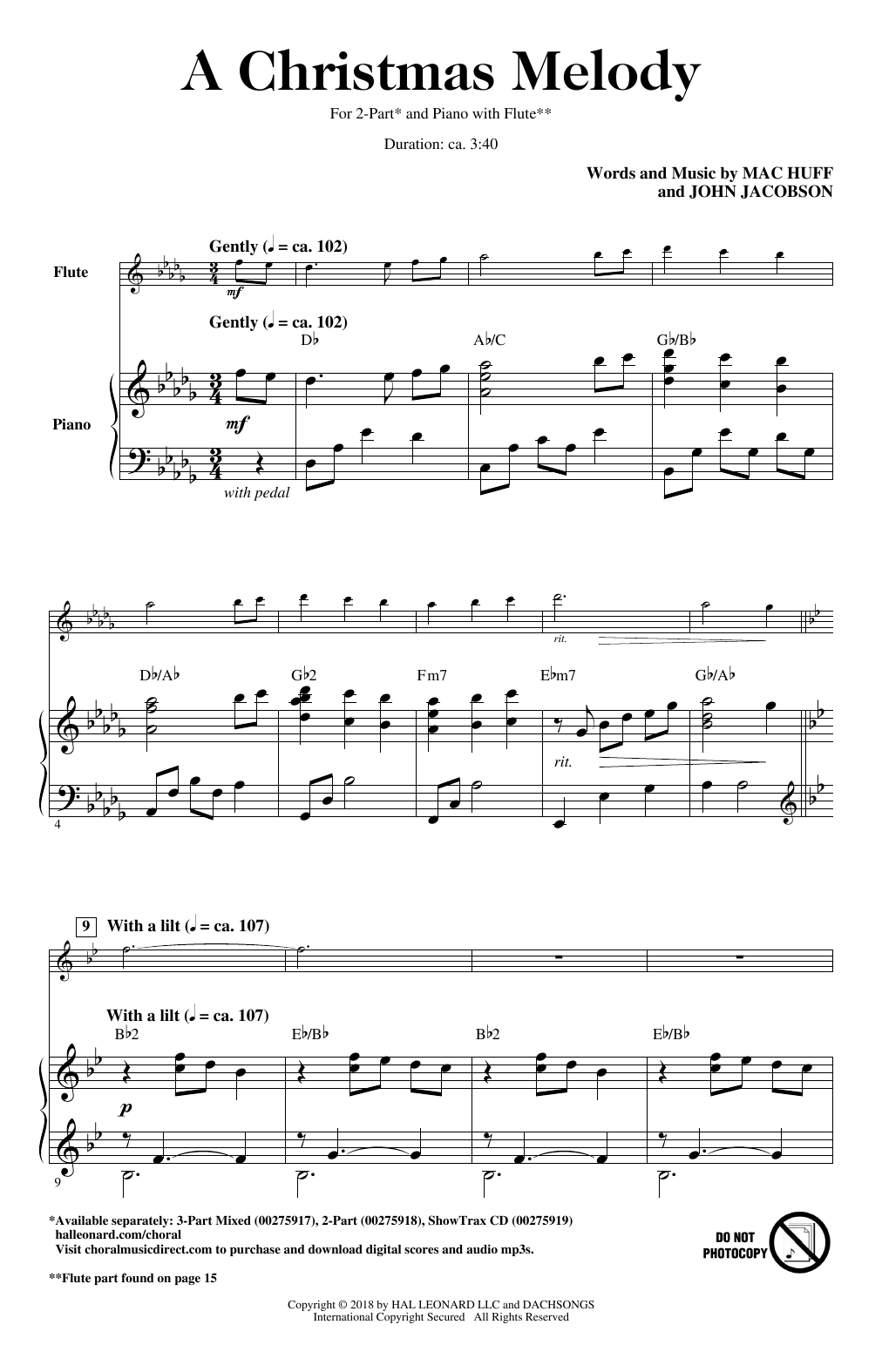 Mac Huff & John Jacobson A Christmas Melody sheet music notes and chords. Download Printable PDF.