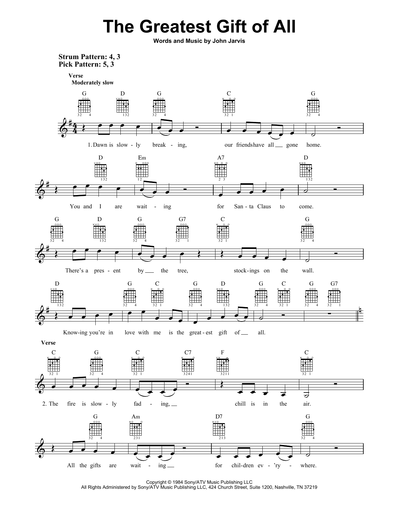 John Jarvis The Greatest Gift Of All sheet music notes and chords. Download Printable PDF.