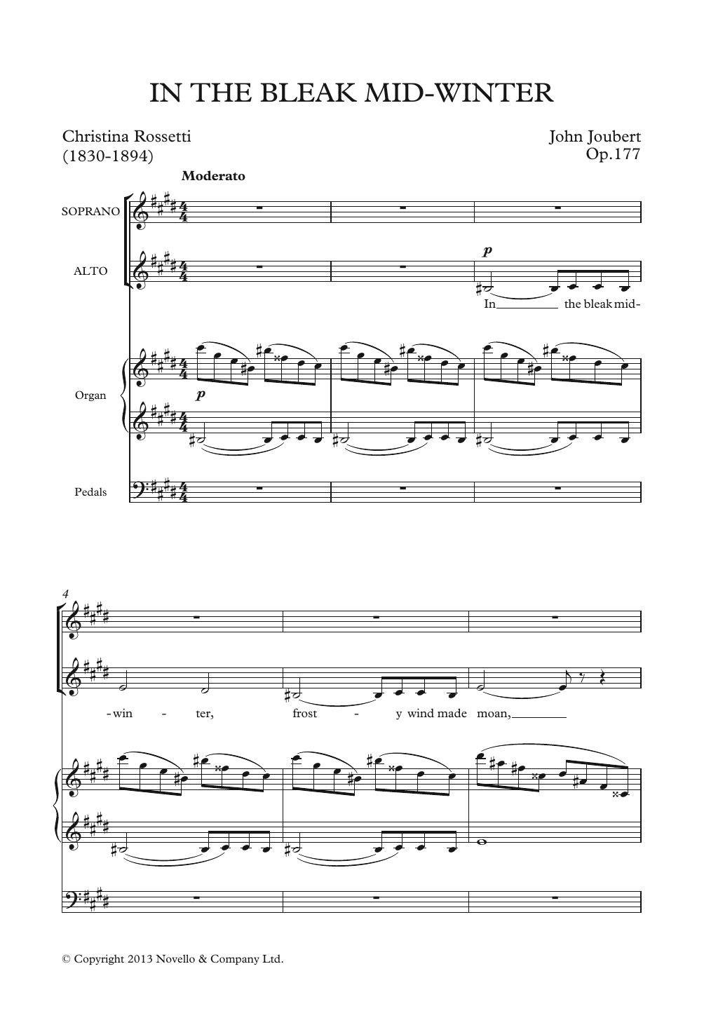 Learn to play John Joubert In The Bleak Mid-Winter sheet music for Piano, Vocal & Guitar Chords in minutes. Price: 7.8900$ John Joubert In The Bleak Mid-Winter sheet music notes and chords arranged for Piano, Vocal & Guitar Chords