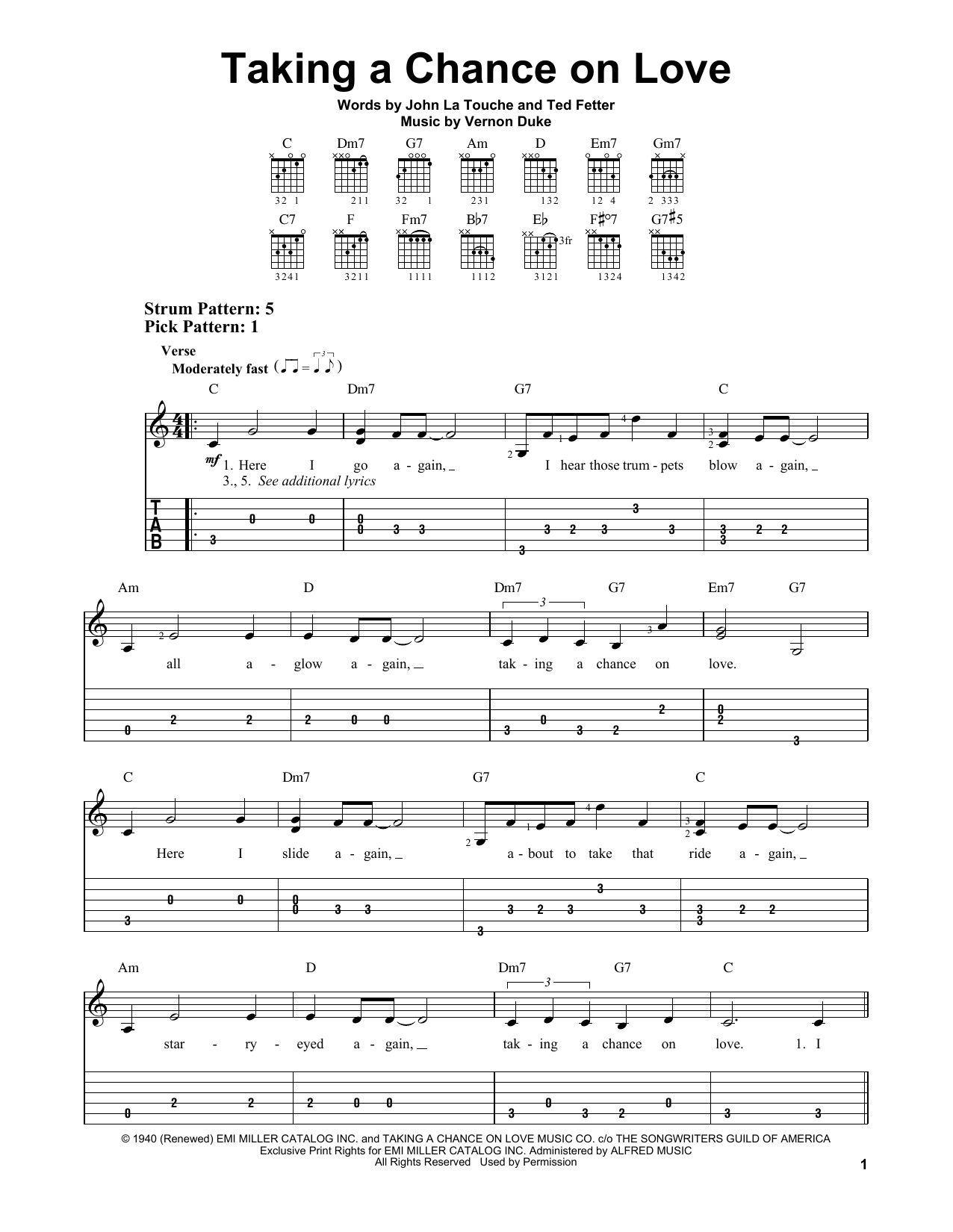 John La Touche Taking A Chance On Love sheet music notes and chords. Download Printable PDF.