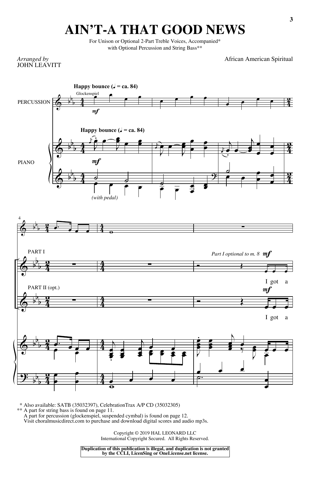 John Leavitt Ain't-A That Good News sheet music notes and chords. Download Printable PDF.