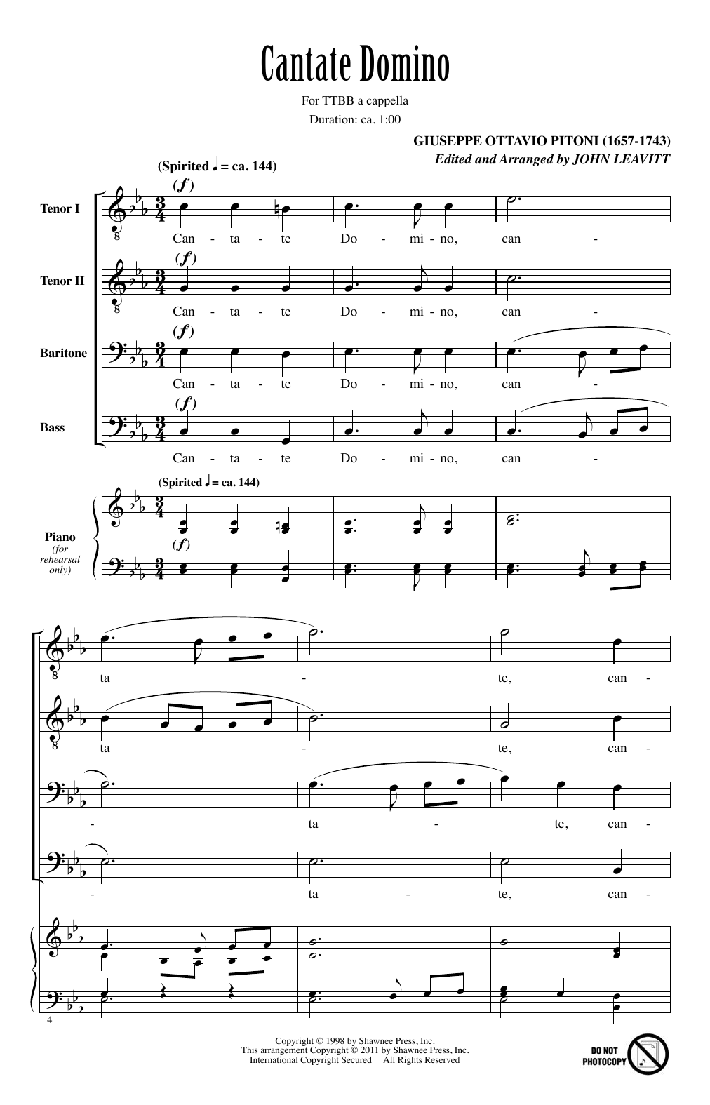 John Leavitt Cantate Domino sheet music notes and chords. Download Printable PDF.