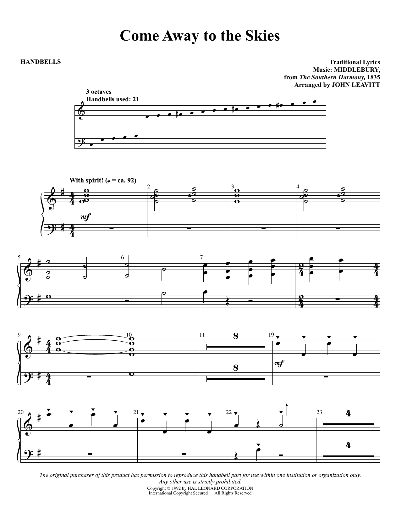 John Leavitt Come Away To The Skies sheet music notes and chords. Download Printable PDF.