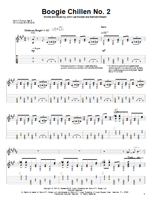 John Lee Hooker Boogie Chillen No. 2 sheet music notes and chords. Download Printable PDF.