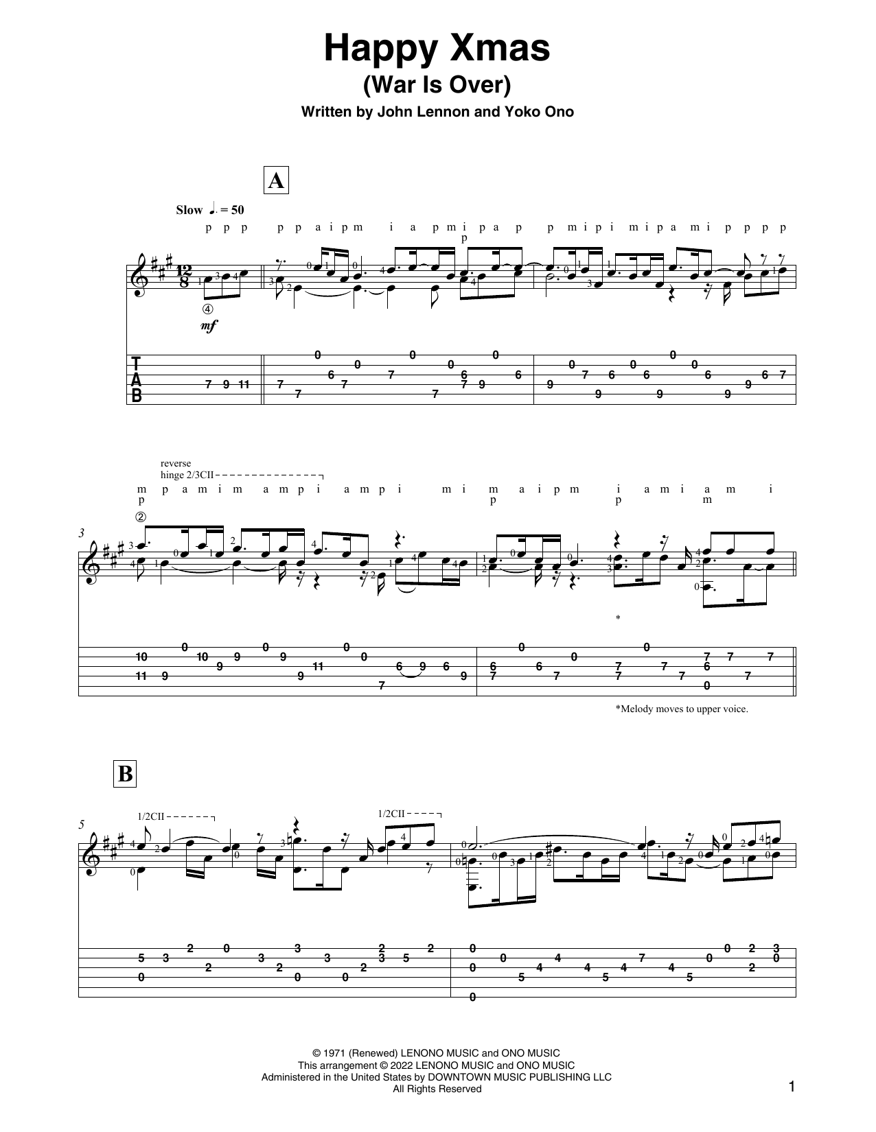 John Lennon Happy Xmas (War Is Over) (arr. David Jaggs) sheet music notes and chords. Download Printable PDF.