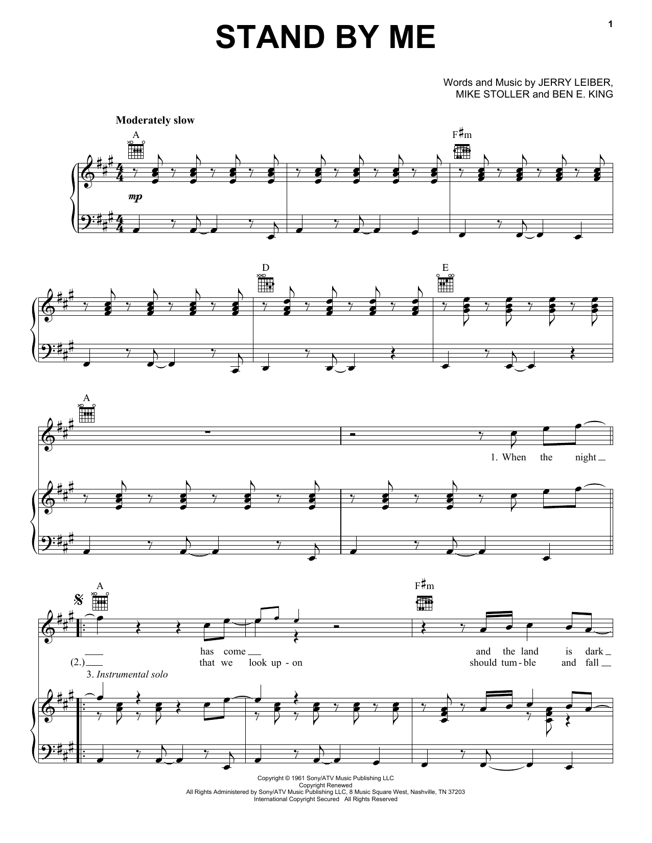 John Lennon Stand By Me sheet music notes and chords. Download Printable PDF.