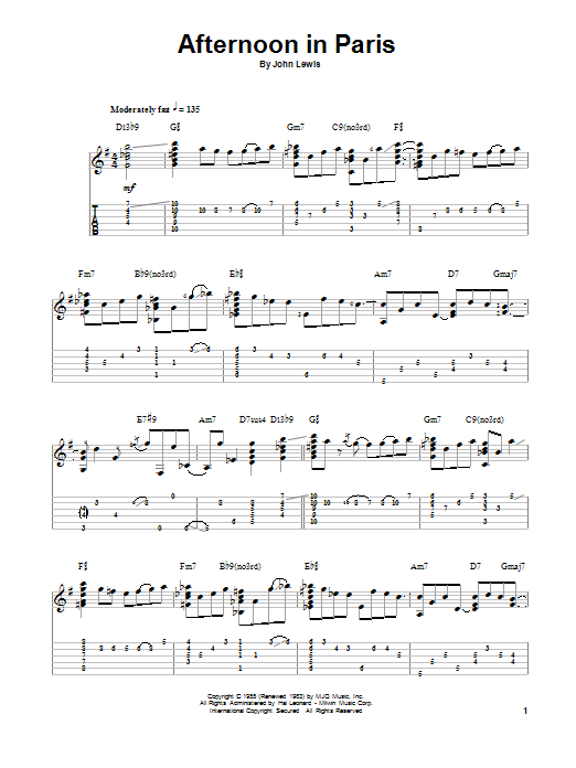 Jake Reichbart Afternoon In Paris sheet music notes and chords. Download Printable PDF.