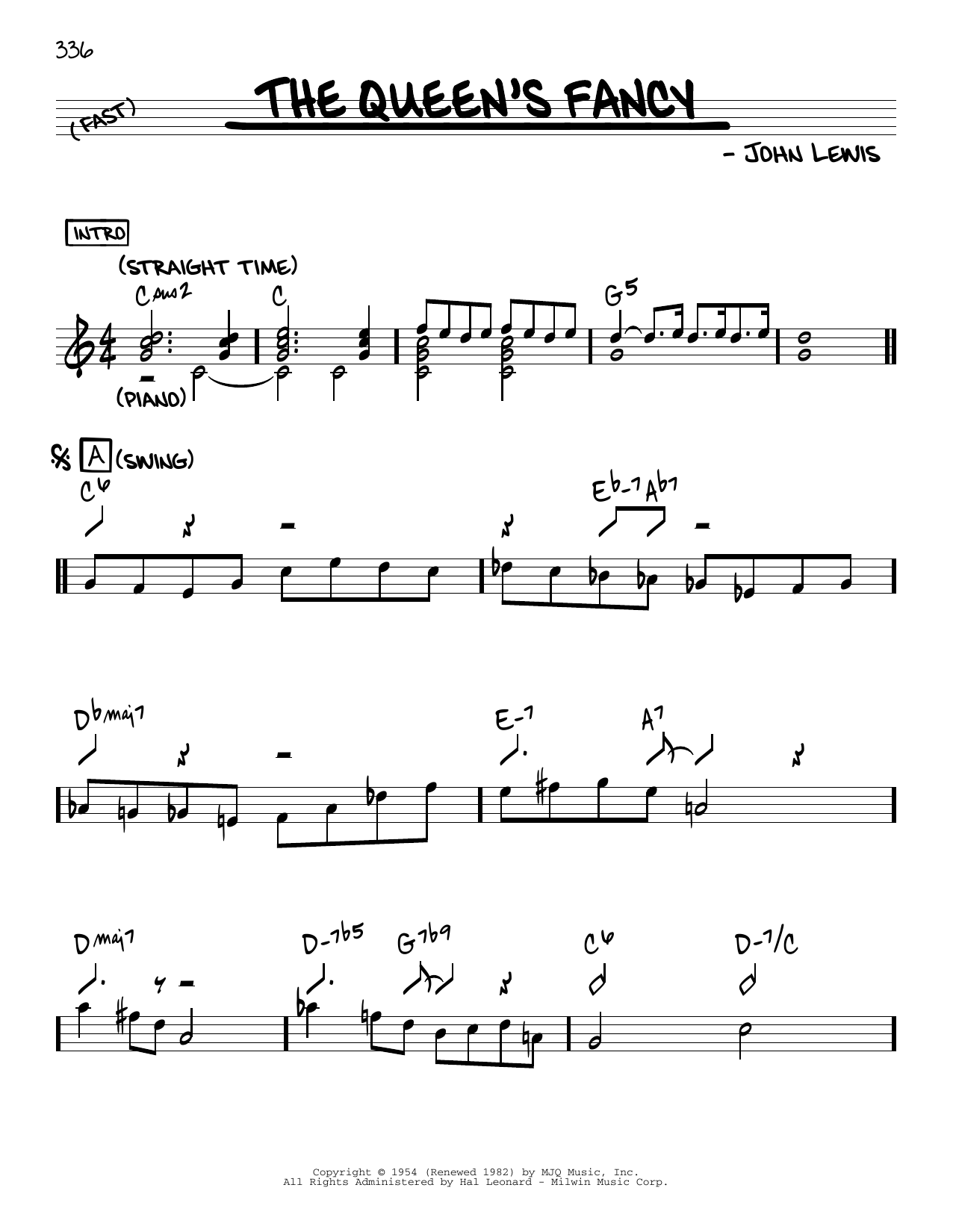 Learn to play John Lewis The Queen's Fancy sheet music for Real Book – Melody & Chords in minutes. Price: 5.9900$ John Lewis The Queen's Fancy sheet music notes and chords arranged for Real Book – Melody & Chords
