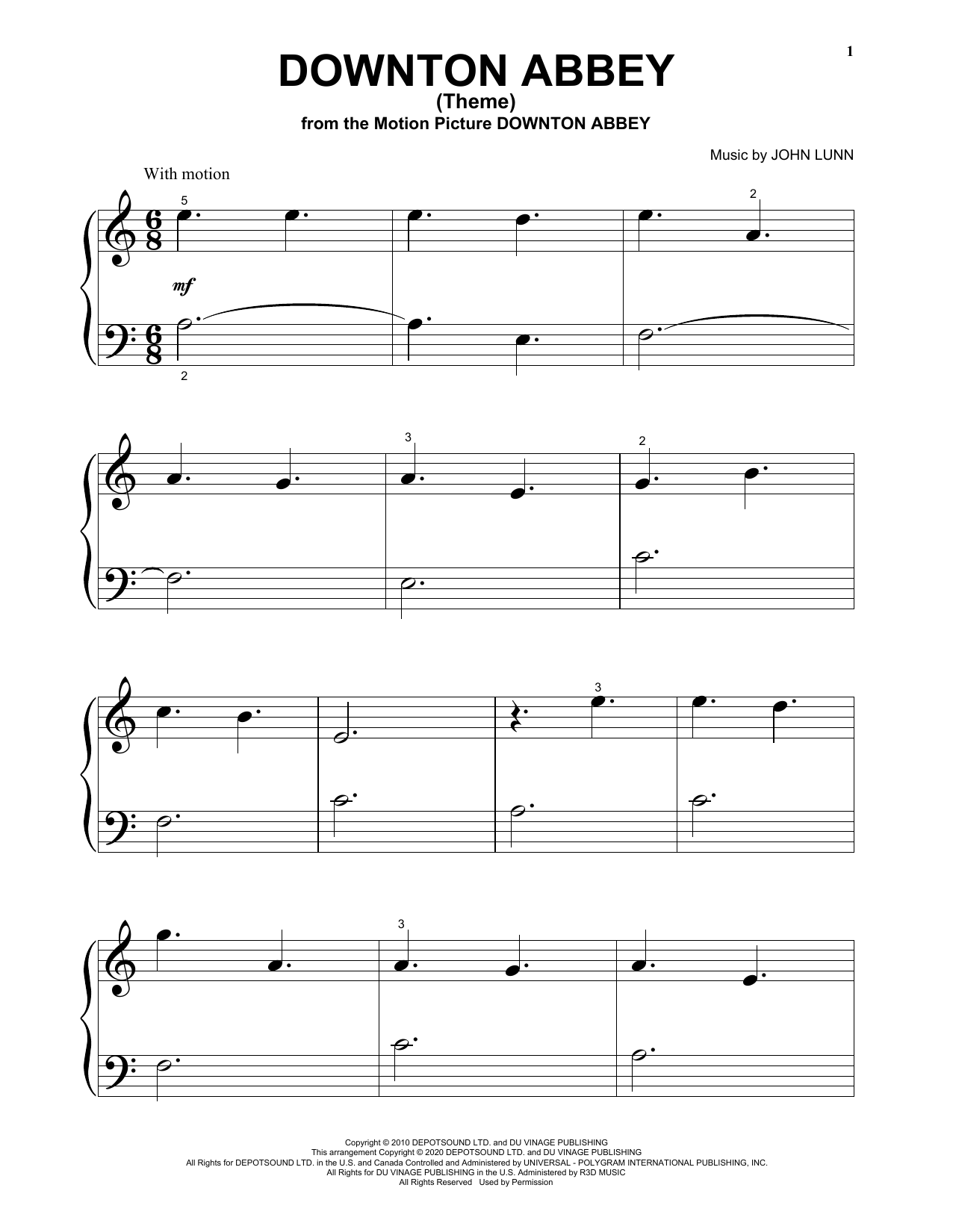 John Lunn Downton Abbey (Theme) (from the Motion Picture Downton Abbey) sheet music notes and chords. Download Printable PDF.