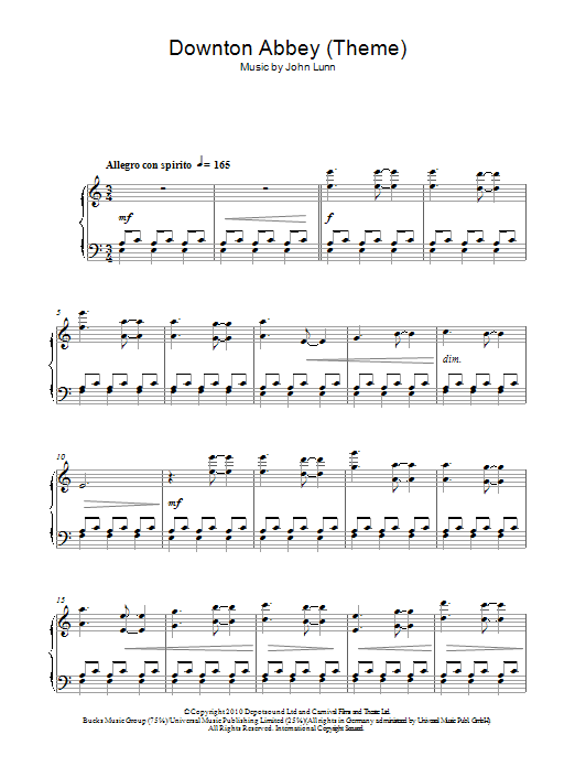 John Lunn Downton Abbey (Theme) sheet music notes and chords. Download Printable PDF.